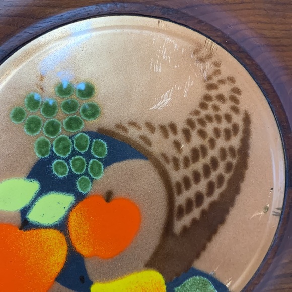 Vintage MCM Genuine walnut enamel on copper cheese tray designed by ERNEST SOHN - Picture 8 of 11